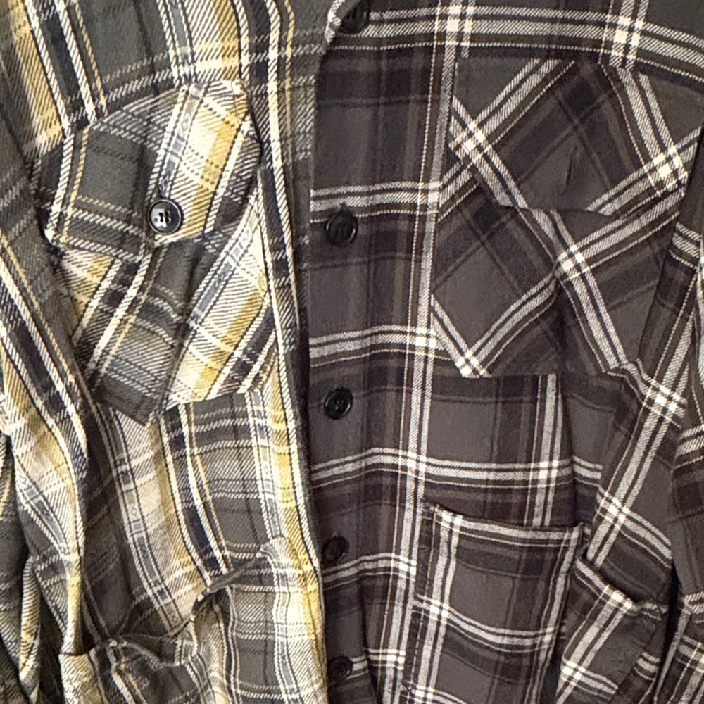 Greg Lauren Plaid Patchwork Casual Button Down Sh… - image 3